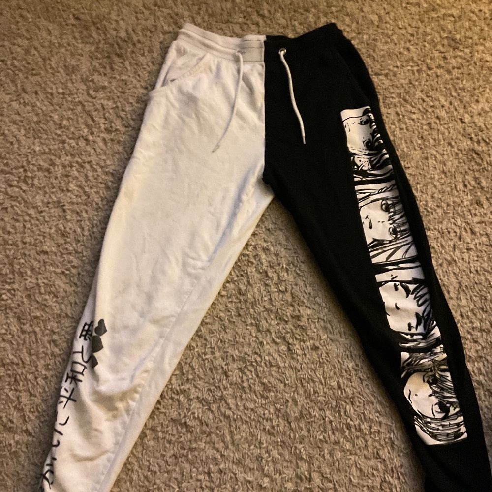 Black and white jogging pants